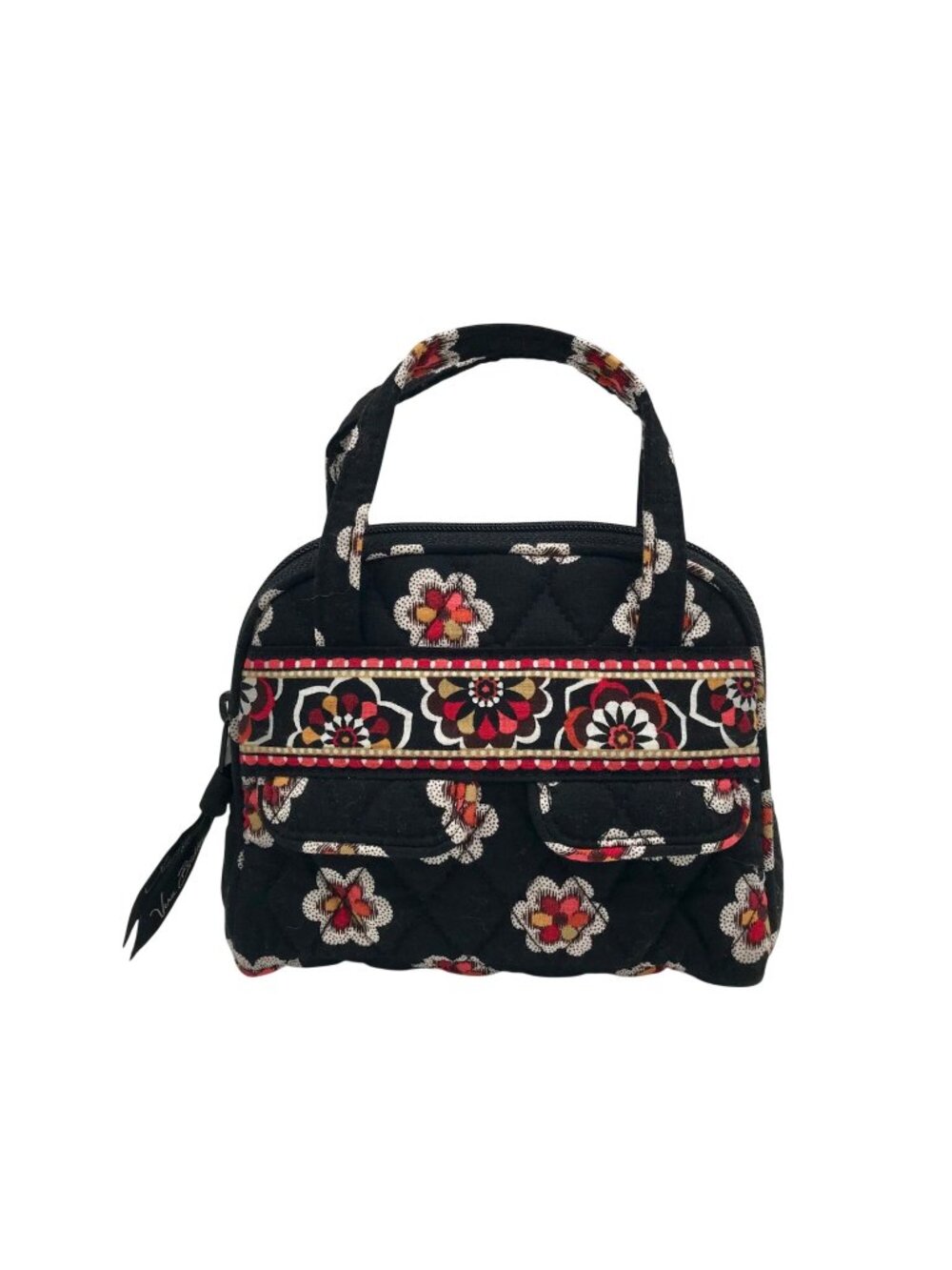 Vera Bradley Black Pirouette Pattern Mini Bowler Bag